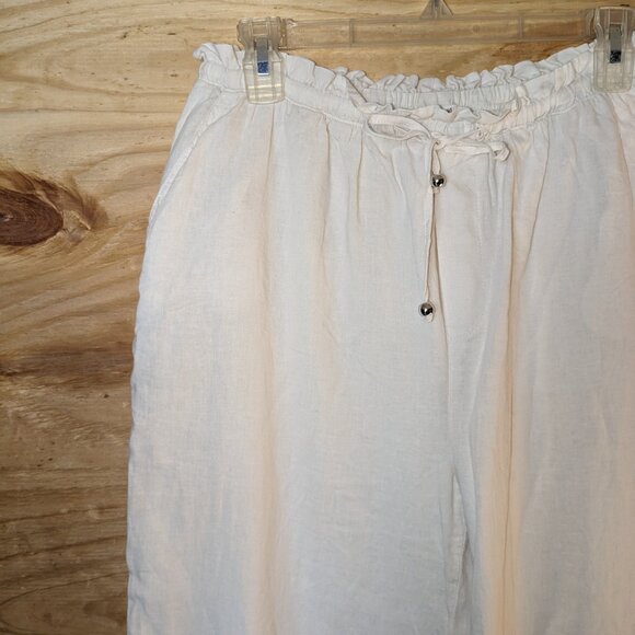WEEKEND LA Arlo Linen Pants Womens Large Cream White Lounge Pockets Neutral Cozy - Picture 5 of 15